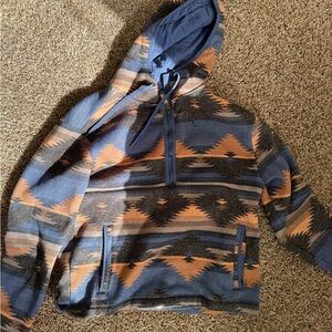 Cinch Women's Blue and Tan Zip Up Top